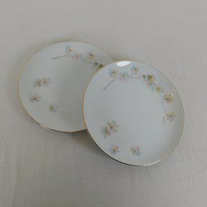Set of 2 Nasco China Swirling Leaf Bread Plate 6.25 inch Made in Japan Vintage